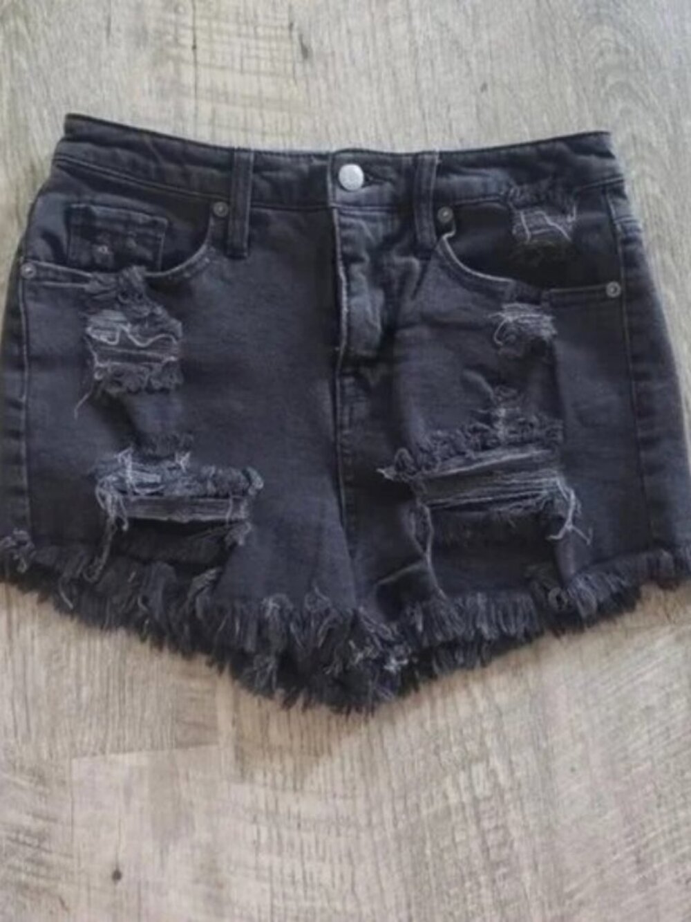 Mossimo Supply Co. Black Distressed High Rise Jean Shorts.